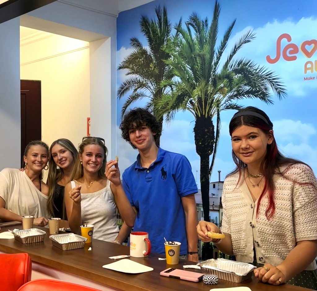 Students experiencing Spanish immersion during a high school program in Seville