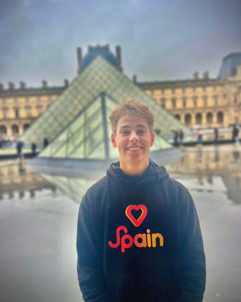 Student visiting Paris during international travel in study abroad program in Spain