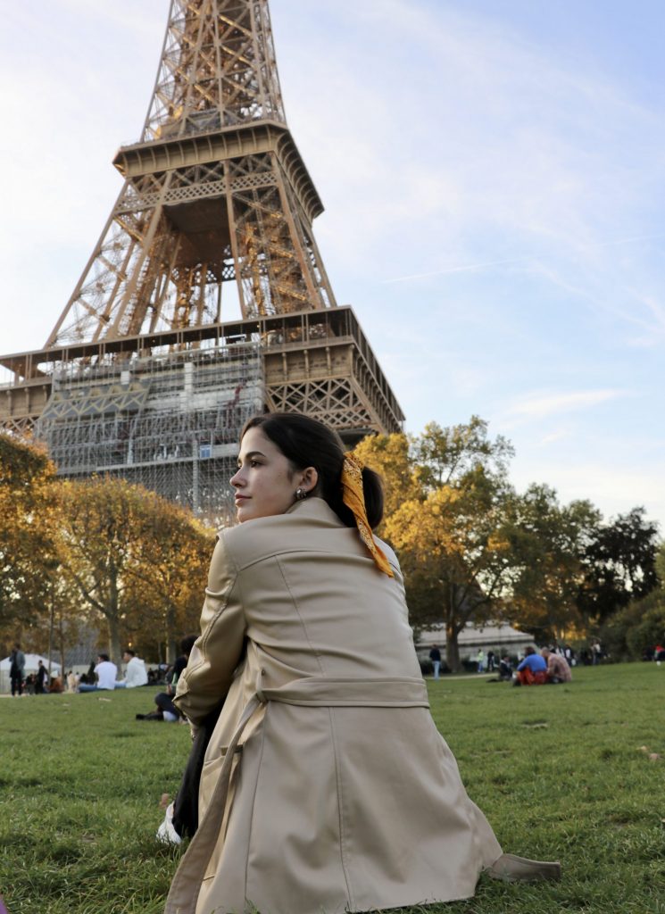 Student in Paris during European travel experience from study abroad program in Spain