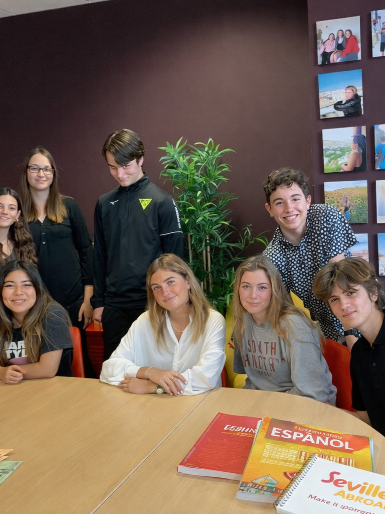 Students attending Spanish classes during high school program in Seville Spain