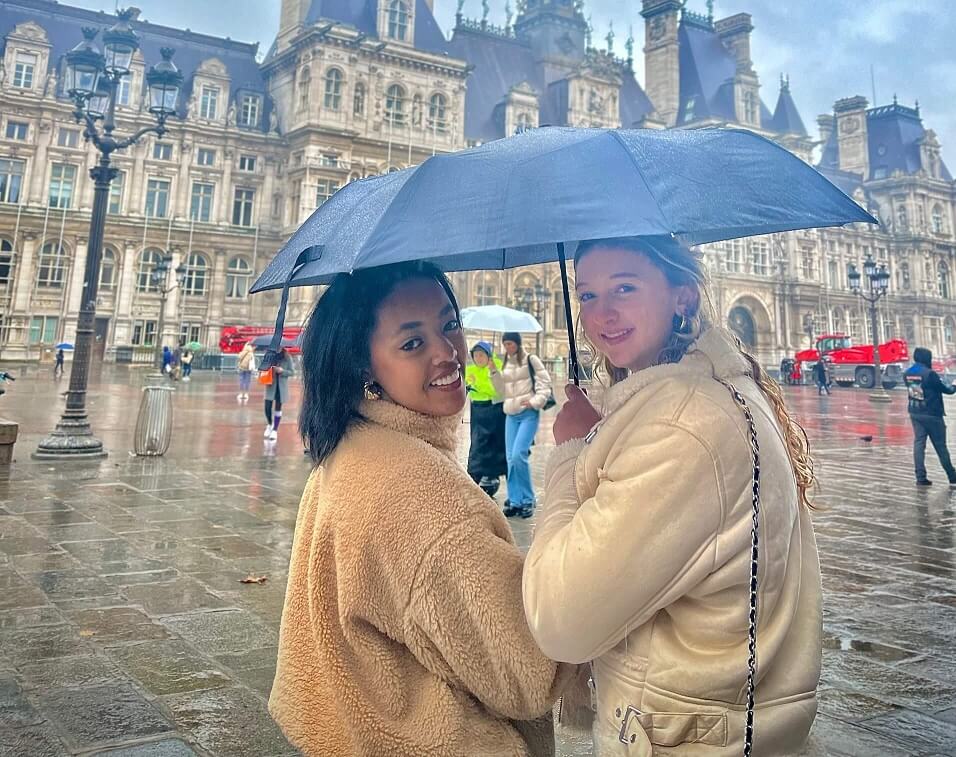Two girls from our High School Program visiting an historical building